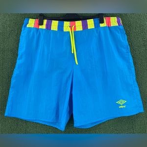 VTG 80s Umbro Sand Soccer Federation Colorful Lined Shorts Men’s 2XL USA Made